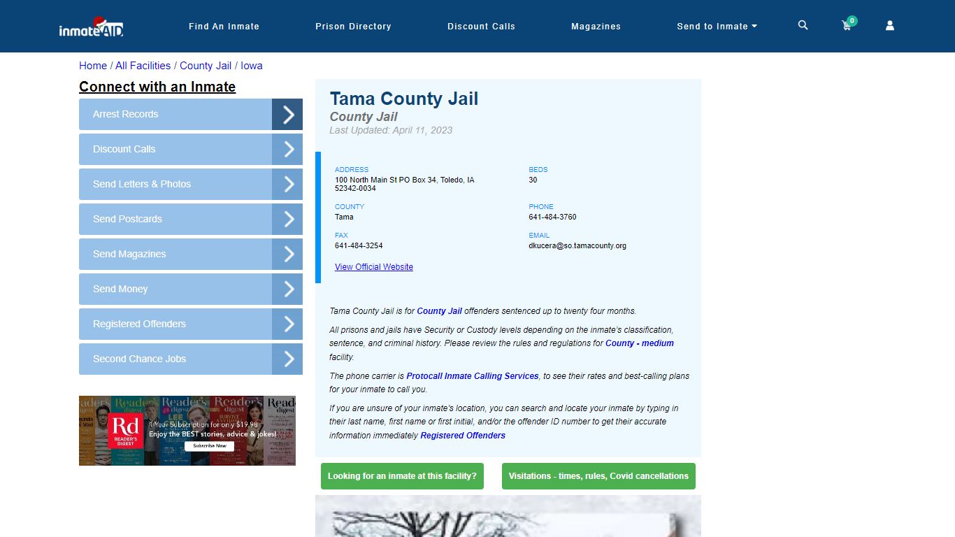 Tama County Jail - Inmate Locator - Toledo, IA